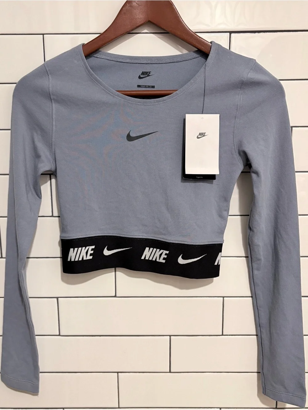 New Nike Nsw Tape Cropped Long Sleeve Top